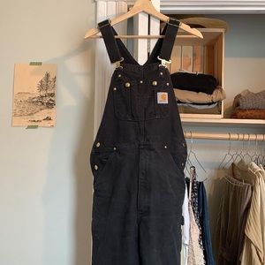 vintage black carhartt bib overalls 32x32